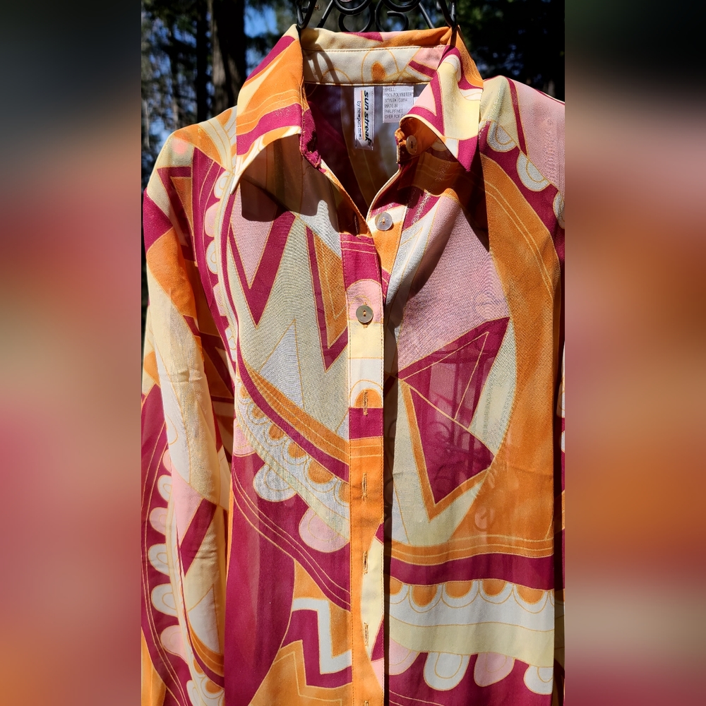 Newport News sheer UV protection swim/dress cover up szM BEAUTIFUL NEW - Picture 2 of 6